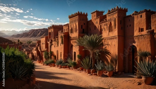 Traditional Moroccan Desert Village Architecture Landscape.