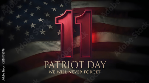 Patriot day remembrance poster with american flag and stars