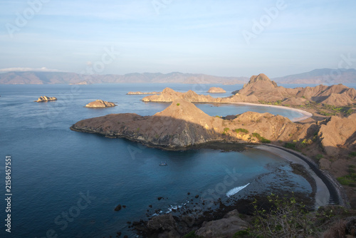 Quadro su tela Aerial view of the natural scenery of Padar Island coastline in Komodo National