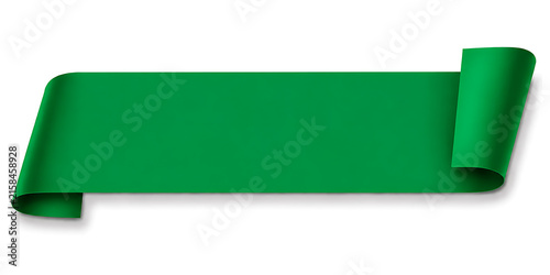 Green rolled ribbon banner or scroll isolated on white background with isolated background template illustration st banner promotion discount celebration certificate announcement