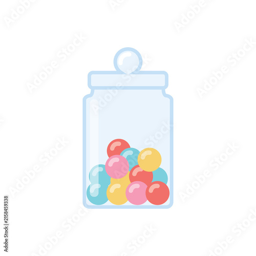 Jar glass with balls candies sweet confectionery isolated icon illustration