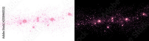 Canvastavla Pink star dust overlay of glowing sparkling stars scattered on black night sky f