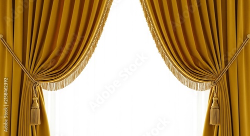 Luxurious Gold Curtains Opened to View.