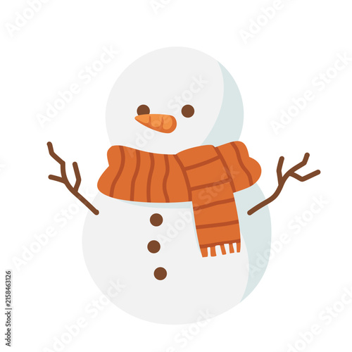 Foto Cute snowman wearing orange scarf illustration isolated on white background