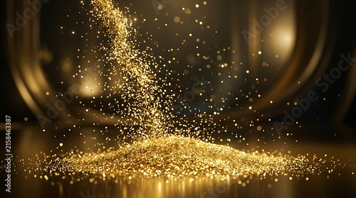 Golden glittering diamond crystal texture background.