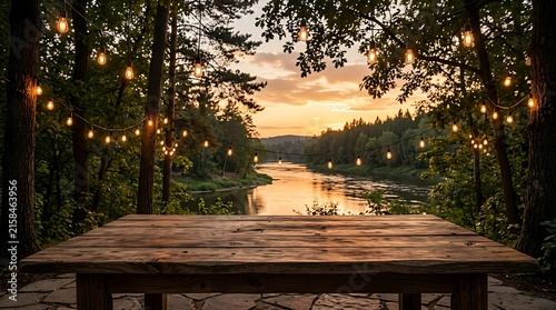 Golden hour bench in serene park setting.