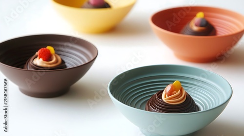 Colorful chocolate dishes