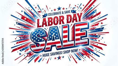 Labor day sale celebration with american flag and patriotic design elements