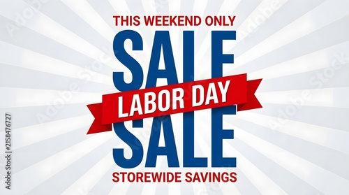Labor day sale advertisement with bold typography and starburst background