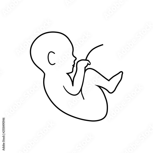 line nice baby with umbilical cord