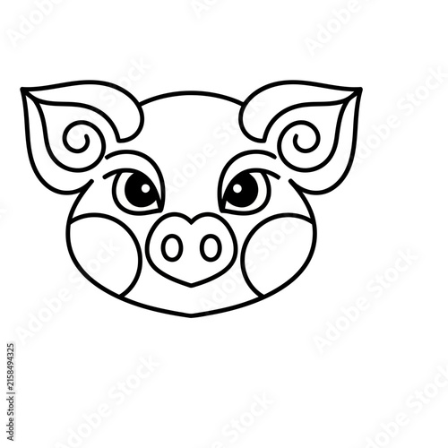Cartoon Pig Face Outline
