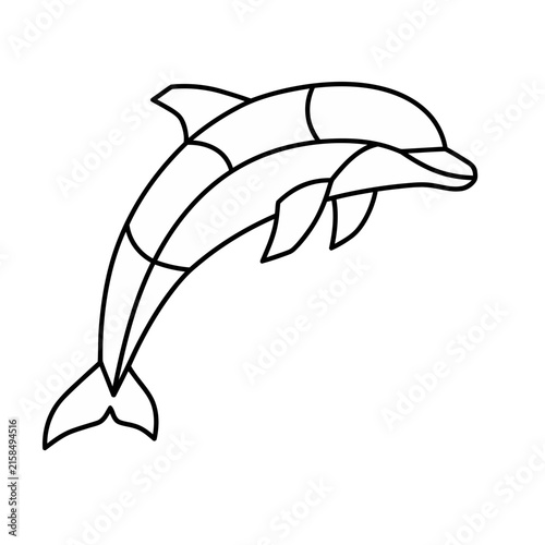 Outline of a dolphin jumping