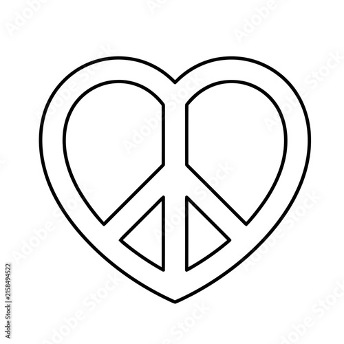 Peace symbol in a heart shape outline