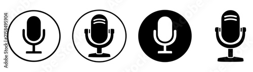 Microphone sound record icon for voices, podcast, audio recording, speech, media, and communication.