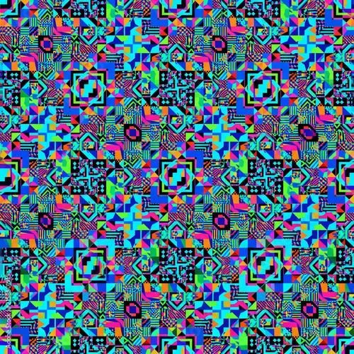 Neon Multicolor Pixel Glitch Anti-Recognition Pattern
