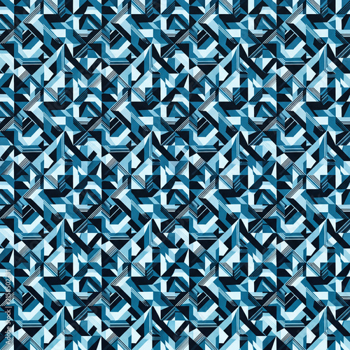 Blue Geometric Labyrinth Anti-Recognition Pattern