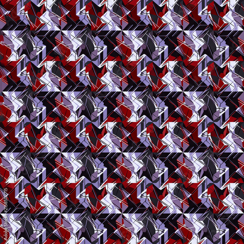 Red Purple Faceted Grid Anti-Recognition Pattern