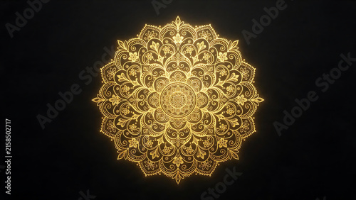 Golden Mandala Pattern on Black Background