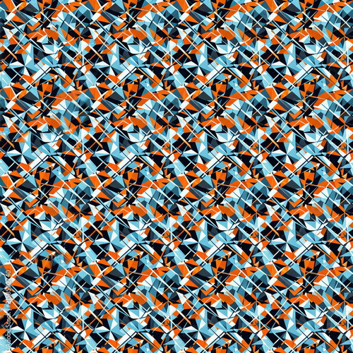 Orange Blue Fragmented Stripe Camouflage Pattern