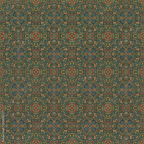 Dark Green Orange Ornamental Anti-Recognition Pattern