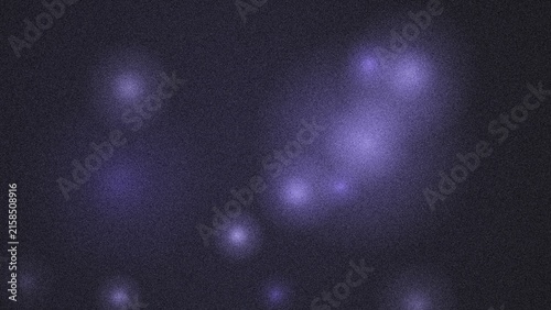 Abstract dark background, with soft glowing, purple light orbs, and fine grainy, texture overlaying