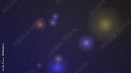 Plakat Dark grainy background, featuring soft glowing, blue, purple and, yellow light orbs, in the darkness