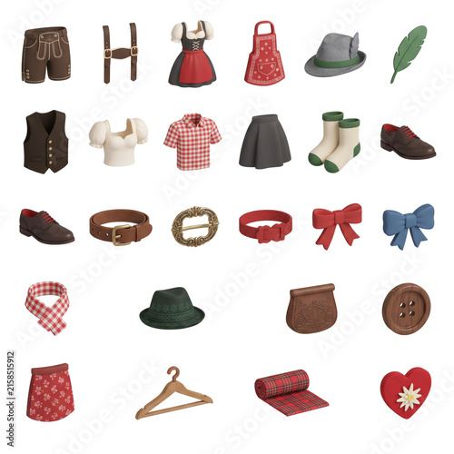 Bavarian Folk Costume Elements Oktoberfest Clothing Accessories Flat Lay