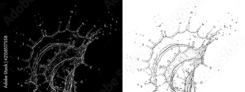 Картината върху платно A powerful dynamic water splash featuring numerous tiny droplets and a beautiful