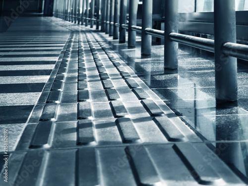 Cuadro en lienzo Tactile paving platform on the floor for blind people