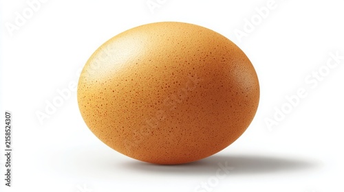Isolated brown egg on pure white background with soft natural shadow for food packaging design