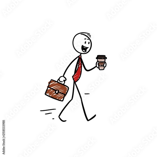 going to the office with a coffee in hand