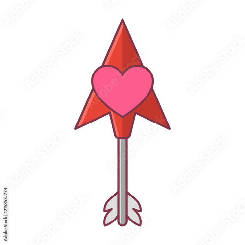 Canvastavla Cupid love arrow with heart symbol isolated on white, romantic Valentine's Day d