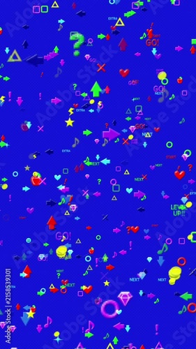 ドット絵のアイコンのポップなゲームの世界　前進　ループ　縦長