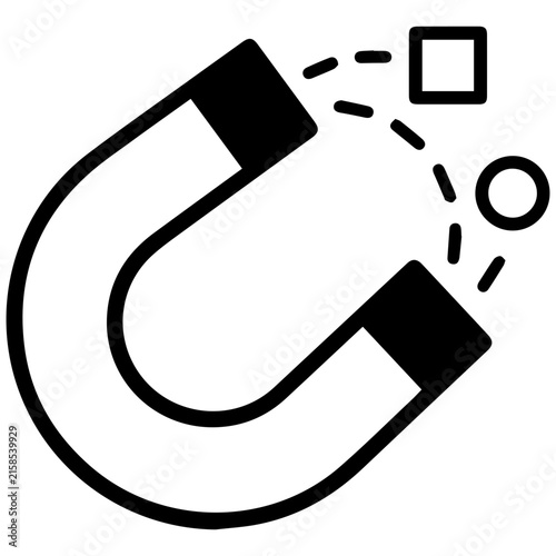 Принти на полотні Magnet attracting square and circle symbols for attraction and interaction