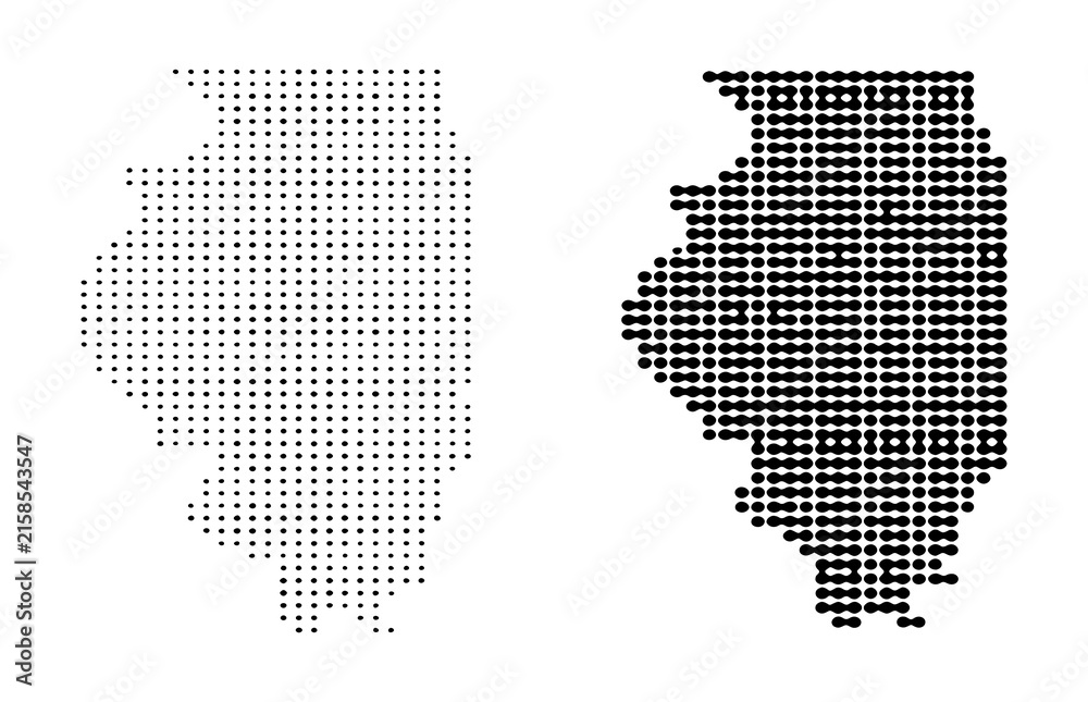 Obraz premium Illinois state map with dots representing a fill effect.