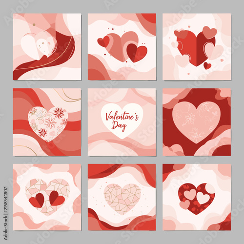 Romantic Valentines Day Greeting Cards Set