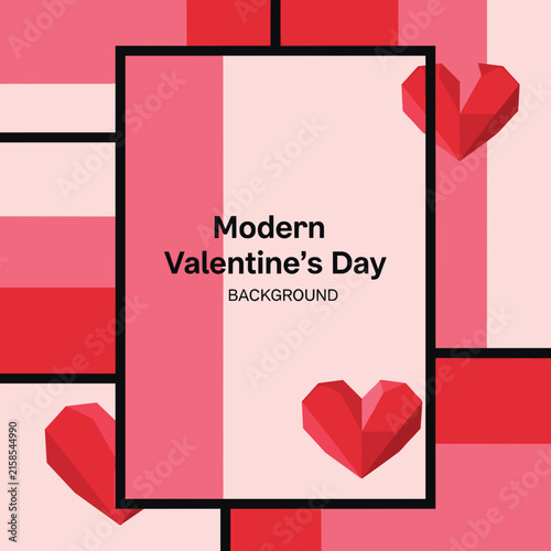 Modern Red and Pink Geometric Heart Card