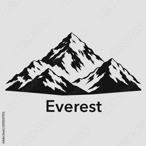 Mount Everest Minimalist Logo - Black Mountain Peak Vector Illustration