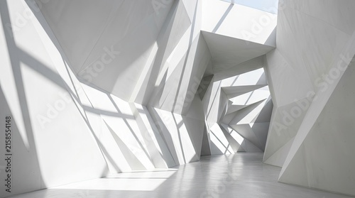 Modern Architectural Interior with Dramatic Light and Shadow Play