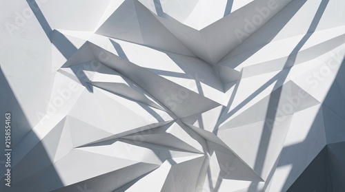 Abstract Geometric White Architectural Background with Sharp Shadows