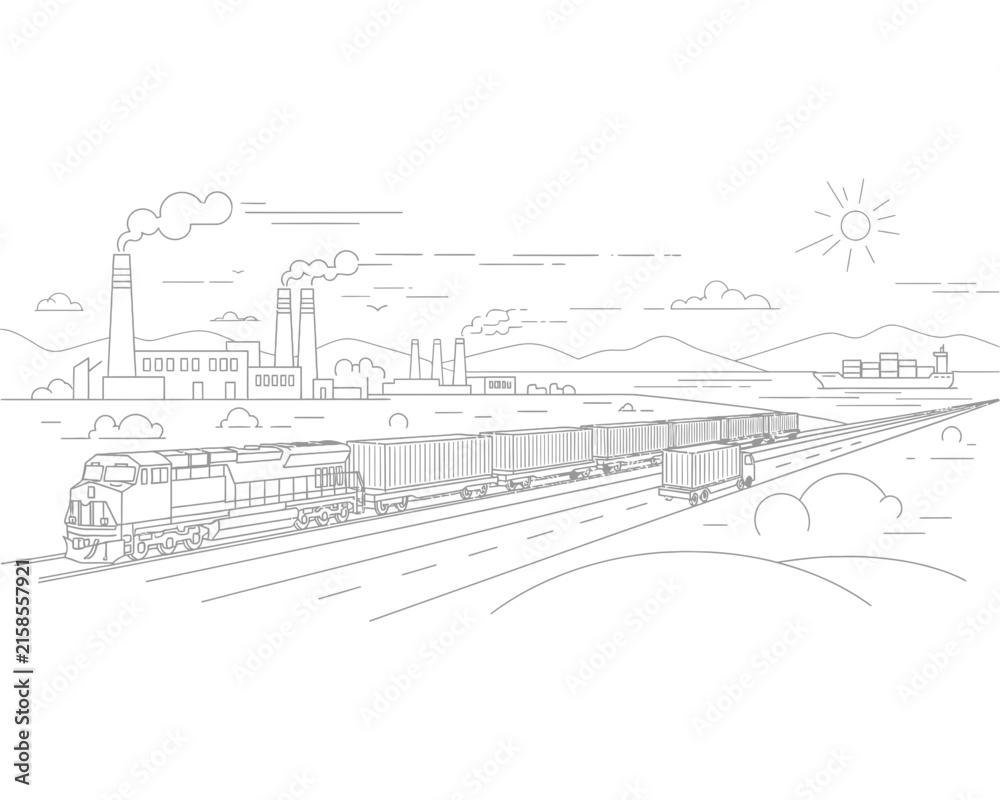 Fototapeta premium Modern industrial factory complex with multiple buildings and smokestacks.