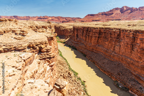 Quadro su tela Desert River Cutting Through Red Sandstone Canyon, American Southwest