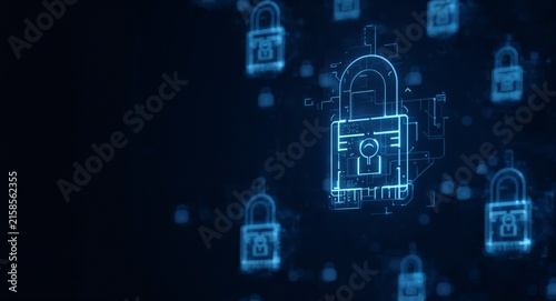 Floating Public Key Infrastructure (PKI) icons for data encryption and security with copy space on left, featuring Pki Security and Floating Pki Icons, with Security Infrastructure, for commercial use