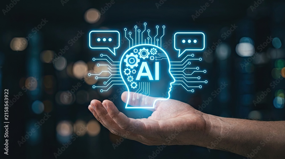 Fototapeta premium Artificial Intelligence AI Technology Concept with Digital Brain and Network Connections