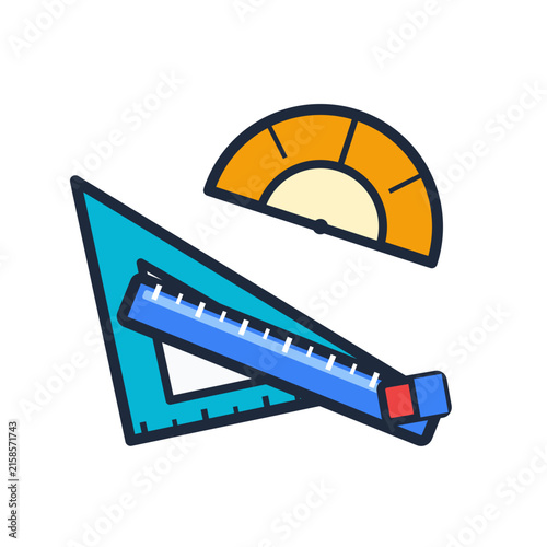 Math Geometry Drafting Stationery Tools Ruler Set Vector