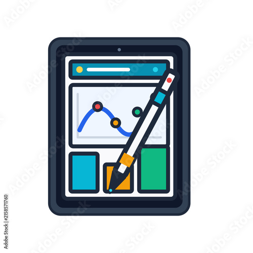 Digital Tablet with Stylus STEM E-Learning Vector