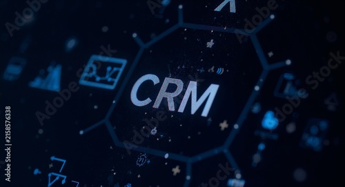 Photo realistic as CRM interface and customer data icon with ample space for text and graphics - An iconographic CRM interface and customer data icon design offering ample space for concept visual.