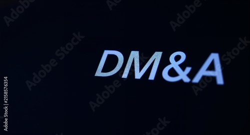 Photo realistic as Database Icon with DM&A Letters - A logo with a database icon and DM&A text symbolizing database management perfect for a T shirt design representing structured data. in concept.