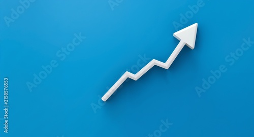 Photo realistic as Financial growth symbol with space for text on a blue background - A sleek financial growth symbol with ample space for text on a blue background suitable for concept visual.