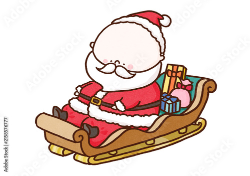 Obraz na plátne Santa Claus riding a sleigh loaded with many presents, christmas holiday deliver